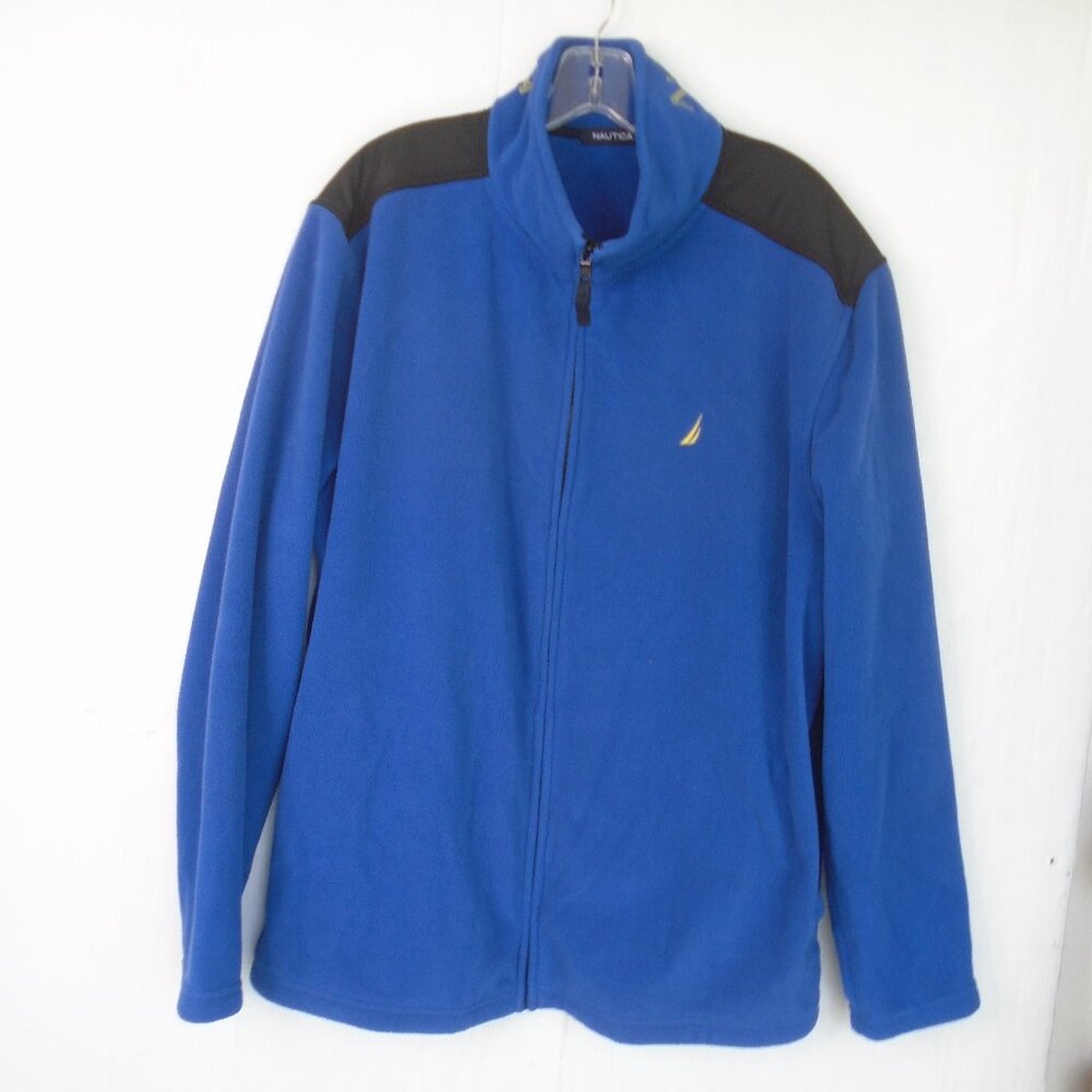 Nautica Mens Full-Zip Fleece Jacket Size XL Blue/Black